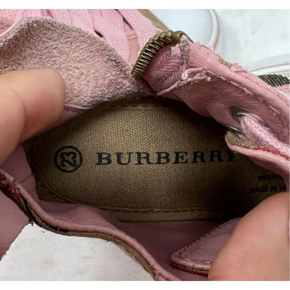 Burberry Girls Pink Tom Check Hi-Top Trainers Youth Size 23 - Picture 7 of 12